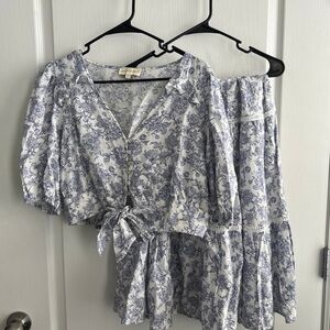 Floral Blouse and Skirt Set